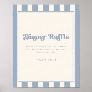 Minimal Striped Blue Diaper Raffle Baby Shower Poster