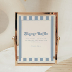 Minimal Striped Blue Diaper Raffle Baby Shower Poster