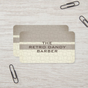 Minimal Stripes Brown Retro Chic Manly Barbershop Business Card