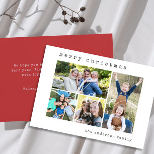 Minimal Stylish 4  Family Photo Christmas Holiday Card