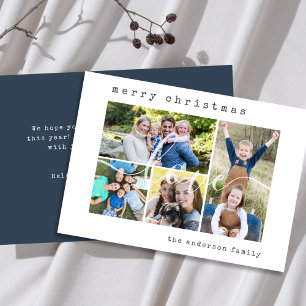 Minimal Stylish 4  Family Photo Christmas Holiday Card
