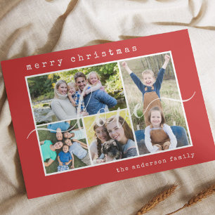 Minimal Stylish 4  Family Photo Christmas Holiday Card