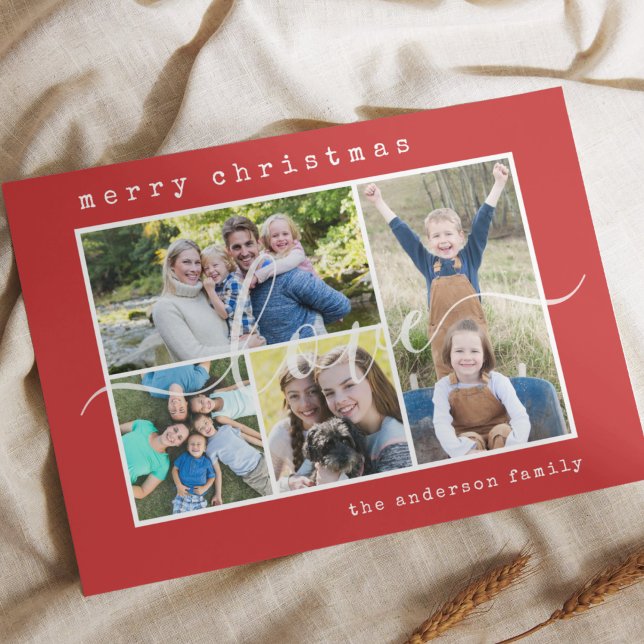 Minimal Stylish 4  Family Photo Christmas Holiday Card (Creator Uploaded)