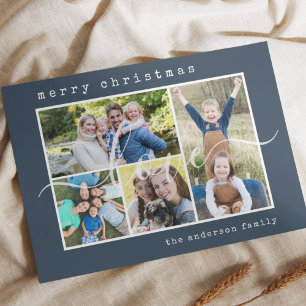 Minimal Stylish 4  Family Photo Christmas Holiday Card