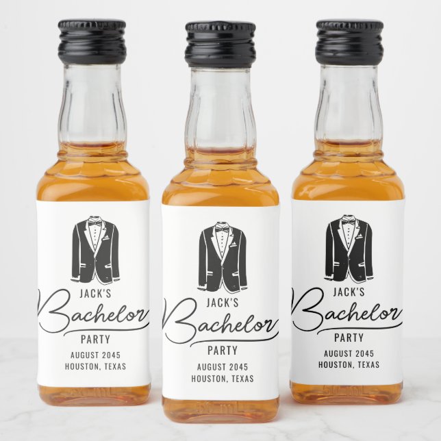 Minimal Stylish Bachelor Party Favours Liquor Bottle Label (Bottles)