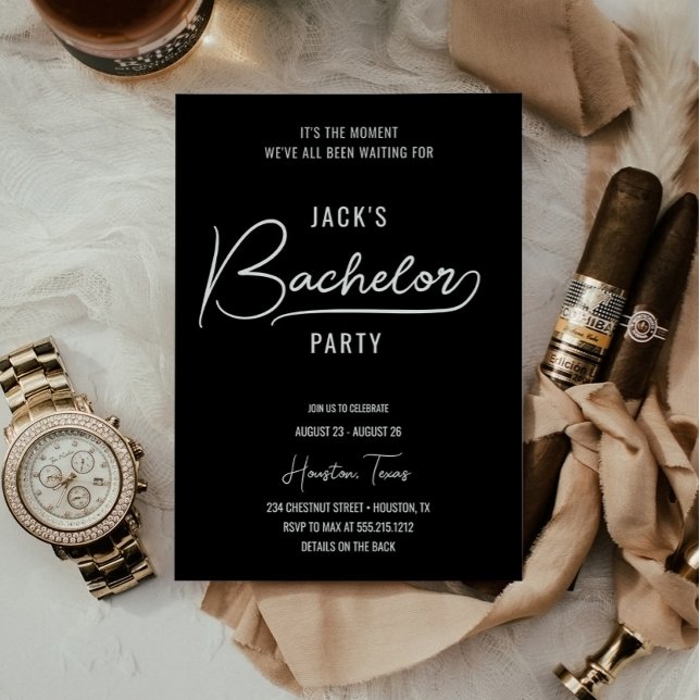 Minimal Stylish Bachelor Party Itinerary and Invitation (Creator Uploaded)