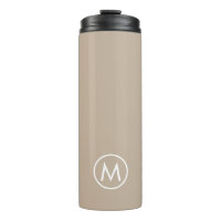 Minimal Stylish Beige Monogram Travel Mug