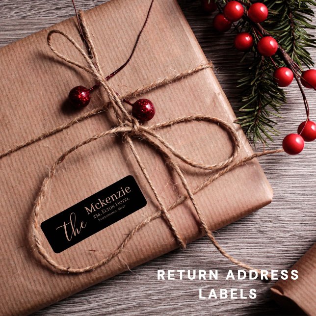Minimal stylish black elegant return address label (Creator Uploaded)