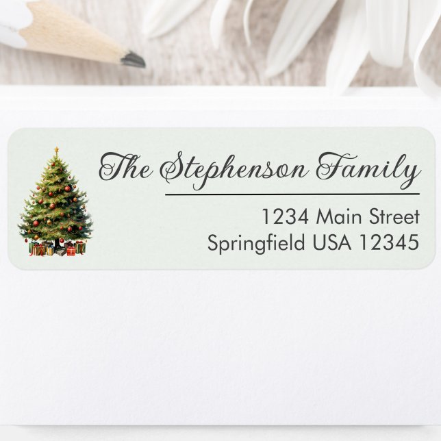 Minimal Stylish Christmas Tree Return Address (Creator Uploaded)