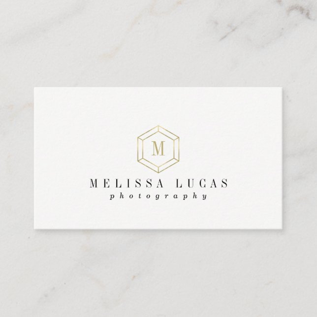 Minimal Stylish Gold Geometric Business Cards (Front)