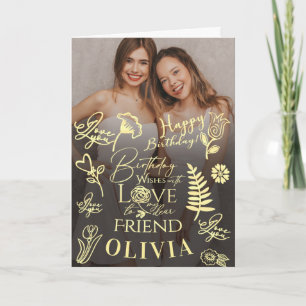 Minimal Stylish Name Calligraphy Friend Birthday Card