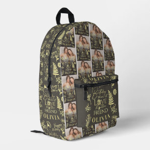 Minimal Stylish Name Photo Friend Birthday Printed Backpack