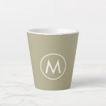 Minimal Stylish Sage Green Monogram Latte Mug<br><div class="desc">Simple,  stylish custom initial letter monogram coffee mug in modern minimalist typography in sage green and white. A perfect custom gift or accessory.</div>