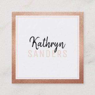 MINIMAL STYLISH simple border blush pink rose gold Square Business Card