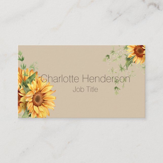 Minimal Sunflower Business Card (Front)
