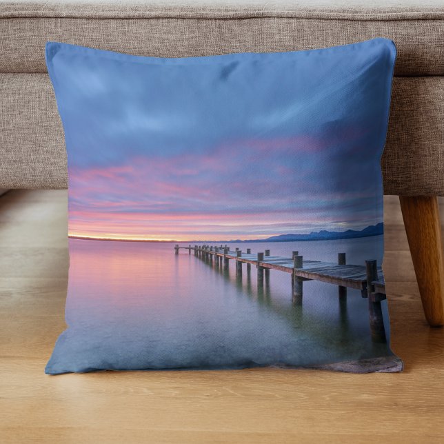 Minimal Sunrise Water Reflection Calm Aesthetic Cushion (Creator Uploaded)