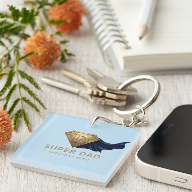 Minimal Superhero Father’s Day Design Key Ring (Front Right)