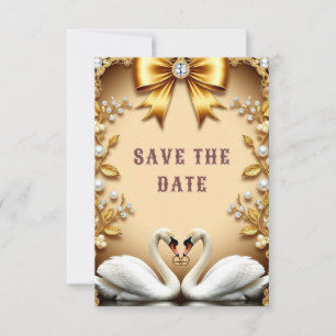 Minimal Swan Wedding Save The Date Invitation Styl