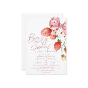 Minimal Sweet Berry Baby Shower Strawberry Invita Invitation