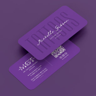 Minimal Tattoo Artist Royal Purple Tattooist Business Card