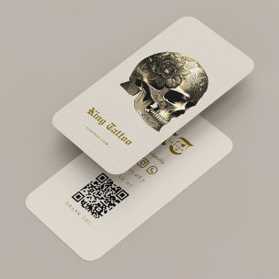 Minimal Tattoo Artist Sand Tattooist Skull Business Card
