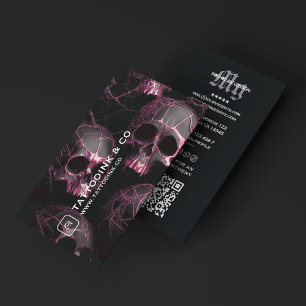 Minimal Tattoo Artist Skull Tattooist Logo Black  Business Card
