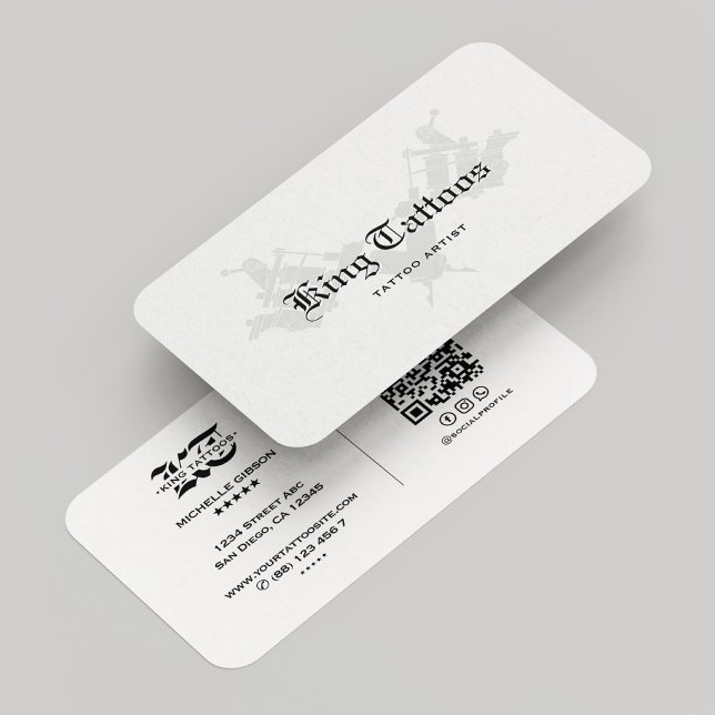 Minimal Tattooist Tattoo Artist Modern Goth White Business Card (Minimal Tattooist Tattoo Artist Modern Goth White Business Card
)