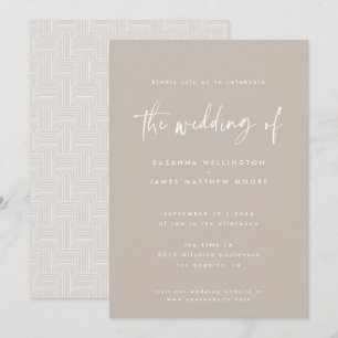 Minimal Taupe White Geometric Handwritten Script Invitation
