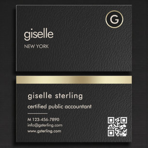 Minimal Tax Accountant CPA Faux Leather Business Card