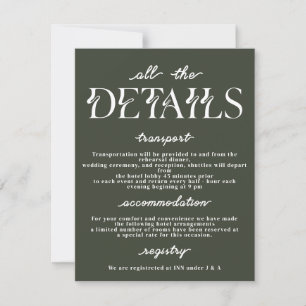 Minimal Teal Wedding Details Invitation