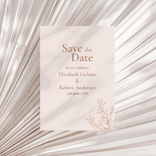Minimal Terracotta Botanical Save the Date Invitation