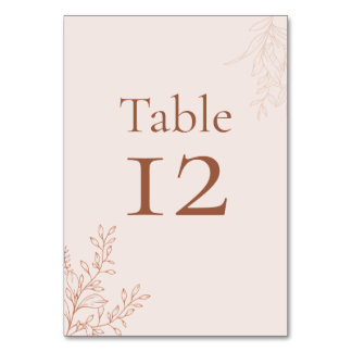 Minimal Terracotta Botanical Table Number