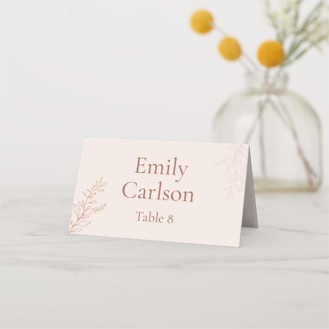 Minimal Terracotta Botanical Wedding Place Card (Front)