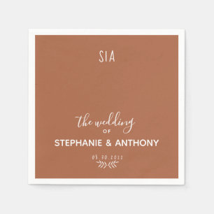 Minimal Terracotta Branch Calligraphy Wedding Napkin