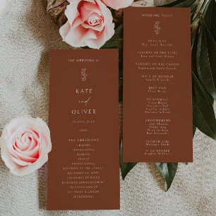 Minimal Terracotta Burnt Orange Wedding Program