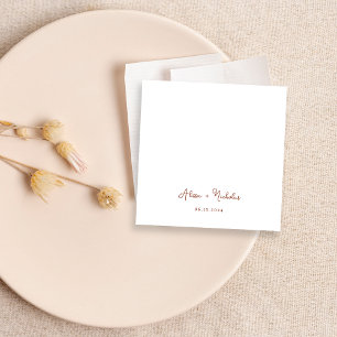 Minimal Terracotta Calligraphy Script Wedding Napkin