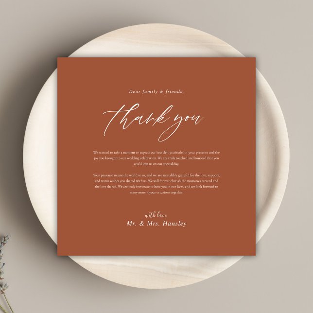 Minimal Terracotta Modern Wedding Thank You (Minimal Terracotta Modern Wedding Thank You)