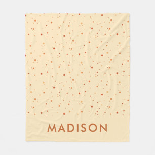 Minimal Terracotta Polka Dot Pattern Custom Name Fleece Blanket
