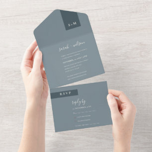 MINIMAL TERRACOTTA RUST MONOGRAM WEDDING SCANDI  A ALL IN ONE INVITATION