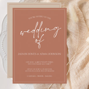 Minimal Terracotta Script Wedding Invitation