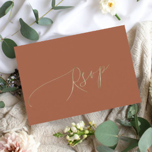 Minimal Terracotta Wedding RSVP Card