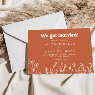 Minimal Terracotta Wildflower Elopement Announcement