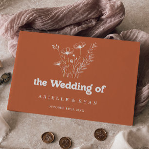  Minimal Terracotta Wildflower Wedding Guest Book