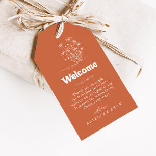 Minimal Terracotta Wildflower Wedding Welcome Gift Tags