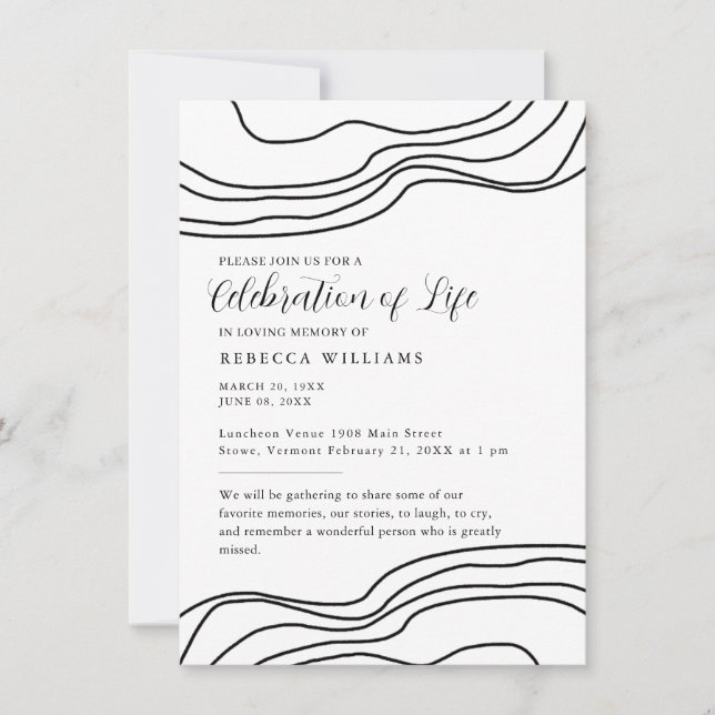 Minimal Text Celebration of Life  Invitation (Front)