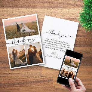 minimal thank you 3 photos collage wedding card