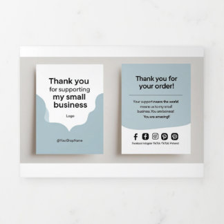 Minimal Thank You For Supporting My Small Busines Tri-Fold Card