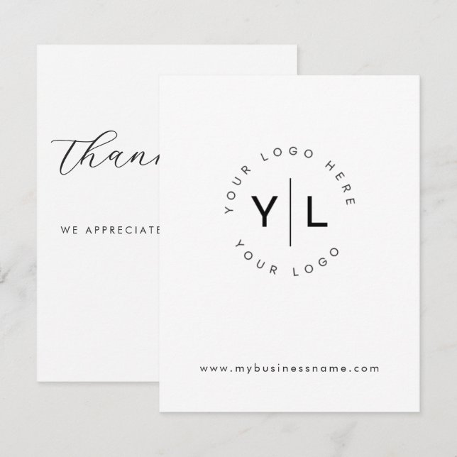 Minimal Thank You Insert for Small Business Card (Front/Back)