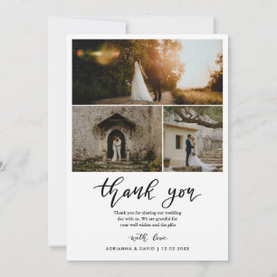 Minimal Thank You Script Wedding Couple Photo Card