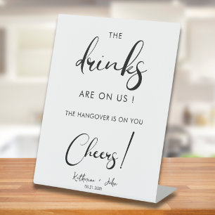 Minimal The Drinks Are On Us Open Bar Wedding Sign